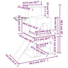 Vidaxl Škrabadlo pre mačky so sisalovými stĺpikmi bledosivé 96,5 cm