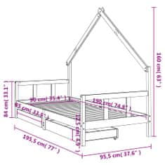 Petromila vidaXL Rám detskej postele zásuvky čierny 90x190 cm masívna borovica