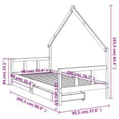 Petromila vidaXL Rám detskej postele so zásuvkami 90x200 cm masívna borovica