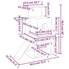 Vidaxl Škrabadlo pre mačky so sisalovými stĺpikmi krémové 96,5 cm