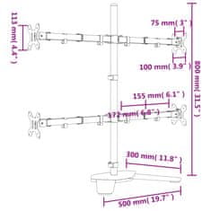Vidaxl Držiak monitora čierny oceľový VESA 75/100 mm