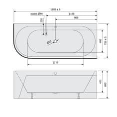 POLYSAN VIVA R MONOLITH asymetrická vaňa 180x75x60cm, biela 72129M - Polysan