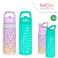 KIDS LICENSING Termo fľaša s výsuvnou slamkou WOW zelená, 500ml, WOW00020