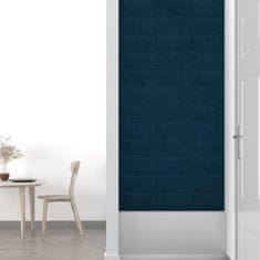 Vidaxl Nástenné panely 12 ks modré 30x15 cm zamat 0,54 m²