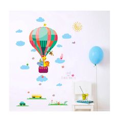 PIPPER. Samolepka na stenu "Teplovzdušný balón" 118x85cm
