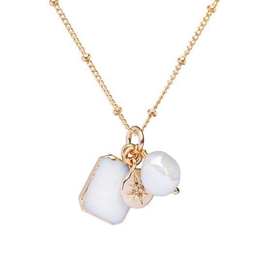 Decadorn Módny pozlátený náhrdelník s pravou perlou