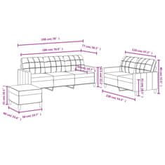 Petromila vidaXL 3-dielna sedacia súprava s vankúšmi vínová látka