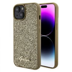 Guess Zadný kryt PU Square Mirror Script Logo pre iPhone 15 Gold