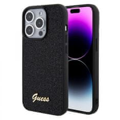 Guess Zadný kryt PU Square Mirror Script Logo pre iPhone 15 Pro Black