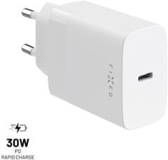 FIXED síťová nabíječka, USB-C, PD, 30W, biela