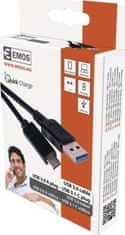 EMOS USB kábel 3.0 A/M - USB 3.1 C/M 1m čierny, Quick charge