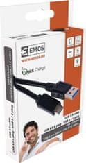 EMOS USB kábel 3.0 A/M - USB 3.1 C/M 1m čierny, Quick charge