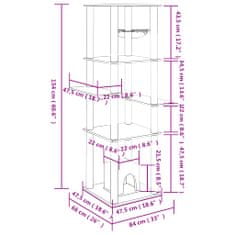Vidaxl Škrabadlo pre mačky so sisalovými stĺpikmi krémové 154 cm