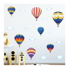 PIPPER. Samolepka na stenu "Teplovzdušné balóny" 82x170 cm