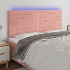 Vidaxl Čelo postele s LED ružové 160x5x118/128 cm zamat