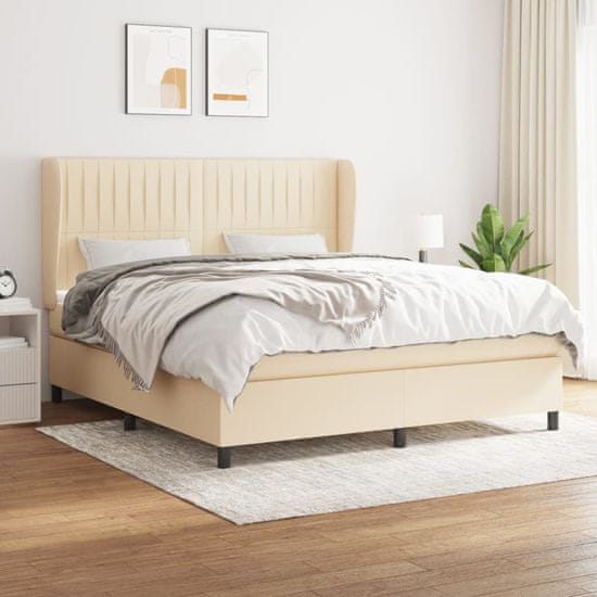 shumee Posteľný rám boxspring s matracom krémový 160x200 cm látka