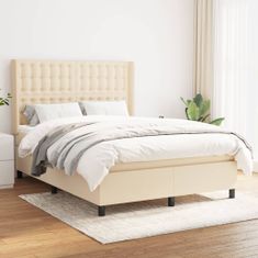 Petromila vidaXL Boxspring posteľ s matracom krémový 140x190 cm látka