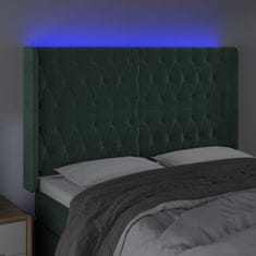 Vidaxl Čelo postele s LED tmavozelené 147x16x118/128 cm zamat