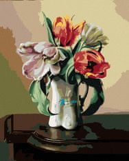 ZUTY Diamantové maľovanie - ZÁTIŠIE TULIPÁNY V PORCELÁNOVEJ VÁZE NA STOLE (PIETER WAGEMANS) 40x50 cm NO