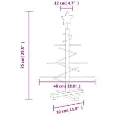 Vidaxl Drevený vianočný stromček na dekoráciu 75 cm masívna borovica