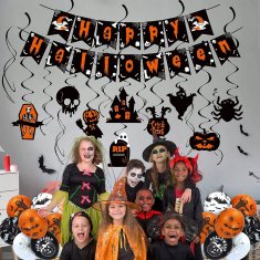 Korbi Šťastný halloween girlanda, dekorácie balóny duch tekvica pavučina sada 41el.