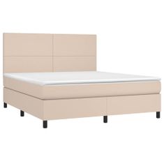 Petromila vidaXL Boxspring posteľ matrac a LED kapučínová 180x200 cm umelá koža