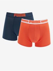 Puma Súprava dvoch pánskych boxeriek v tmavo modrej a oranžovej farbe Puma S