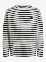 Jack&Jones Čierno-krémové pánske pruhované tričko Jack & Jones Badge S