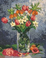 ZUTY Diamantové maľovanie - TULIPÁNY A ĎALŠIE JARNÉ KVETY VO VÁZE YES 40x50 cm