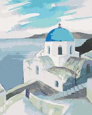 ZUTY Diamantové maľovanie - KOSTOL S MODROU KOPULOU NA SANTORINI YES 40x50 cm