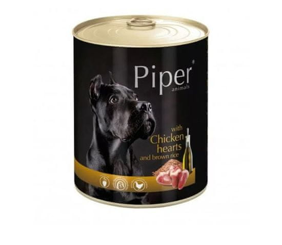 Piper Dog Konzerva Kuracie srdcia a hnedá ryža 400g