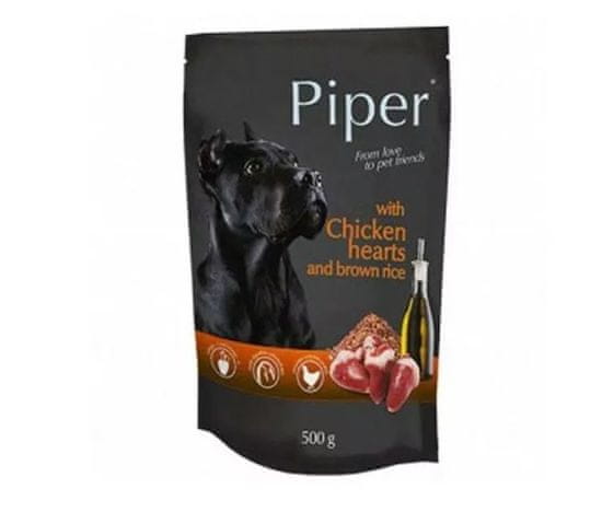 Piper Dog Kapsička Kuracie srdcia a hnedá ryža 500 g