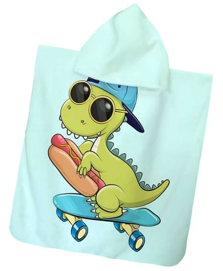 EXCELLENT Detské pončo 60x120 cm - Dinosaurus na skateboarde