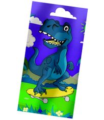 EXCELLENT Plážová osuška fialová 75x150cm - Modrý dinosaurus na skateboarde