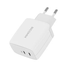 Ricomm 65W sieťová nabíjačka GaN Ricomm RC652 EU, 2xUSB-C + USB-C kábel 2,1 m