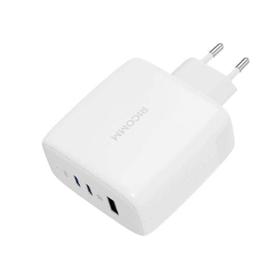 Ricomm 120W GaN Ricomm RC1201 sieťová nabíjačka EÚ, 1xUSB-A, 2xUSB-C + USB-C kábel 2,1 m