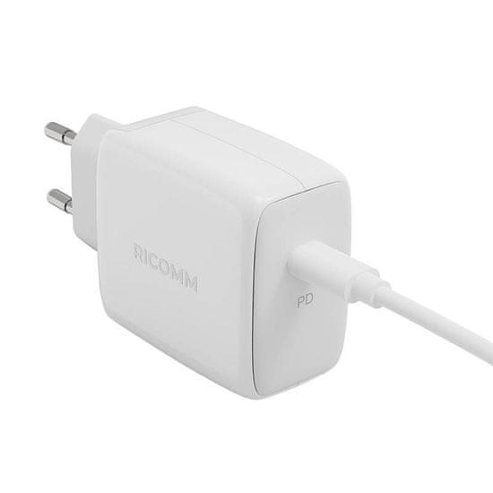 Ricomm 45W sieťová nabíjačka GaN Ricomm RC451 EU, 1xUSB-C + USB-C kábel 2,1 m