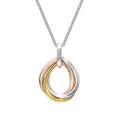 Tricolor náhrdelník s diamantmi Trio Teardrop RG DP780 (retiazka, prívesok)