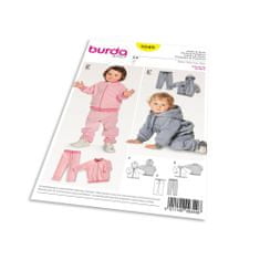 Burda Strih Burda 9349 - Detská tepláková súprava, mikina s kapucňou, tepláky