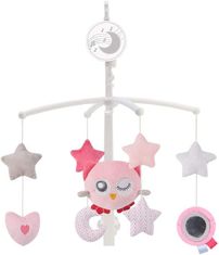 Lean-toys Detský kolotoč na posteľ Plyšová sova Pink Melody