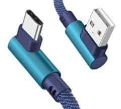 Kaxl Nabíjací kábel uhlový USB-A, USB-C, 1m, modrý