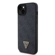 Guess Zadný kryt PU 4G Strass Triangle Metal Logo pre iPhone 15 Plus Black