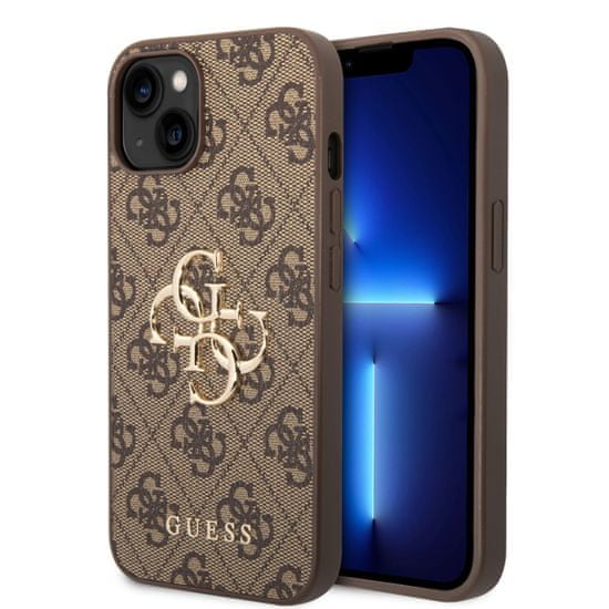 Guess Zadný kryt PU 4G Metal Logo pre iPhone 15 Plus Brown