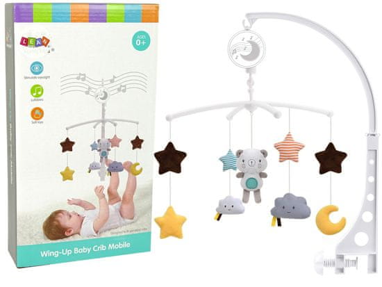 Lean-toys Kolotoč s medvedíkom Melody pre detskú posteľ