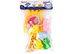 Lean-toys Súprava zvierat na kúpanie s gumovou sieťovinou Žirafa