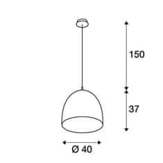 SLV BIG WHITE PARA CONE 40, závesné svietidlo, A60, okrúhle, kartáčovaný Al, priemer. 40 cm, max. 60 W 155475