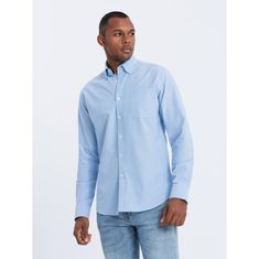OMBRE Pánska košeľa Oxford REGULAR V4 OM-SHOS-0108 modrá MDN123614 XXL