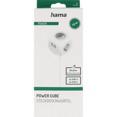 HAMA predlžovací prívod kocka, 3x zásuvka schuko, 2x USB-C, 2x USB-A, 1,4 m