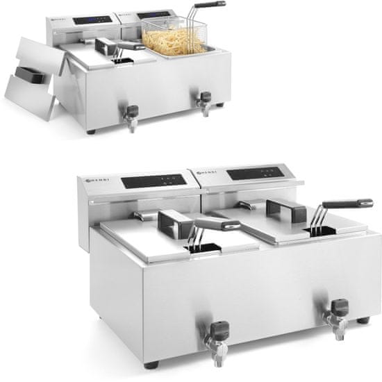 shumee Digitálna panelová fritéza Mastercook s kohútikom 2x8L 2x3500W