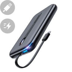 shumee Powerbanka 10 000 mAh 20 W rýchle nabíjanie USB USB-C vstavaný kábel USB-C čierny